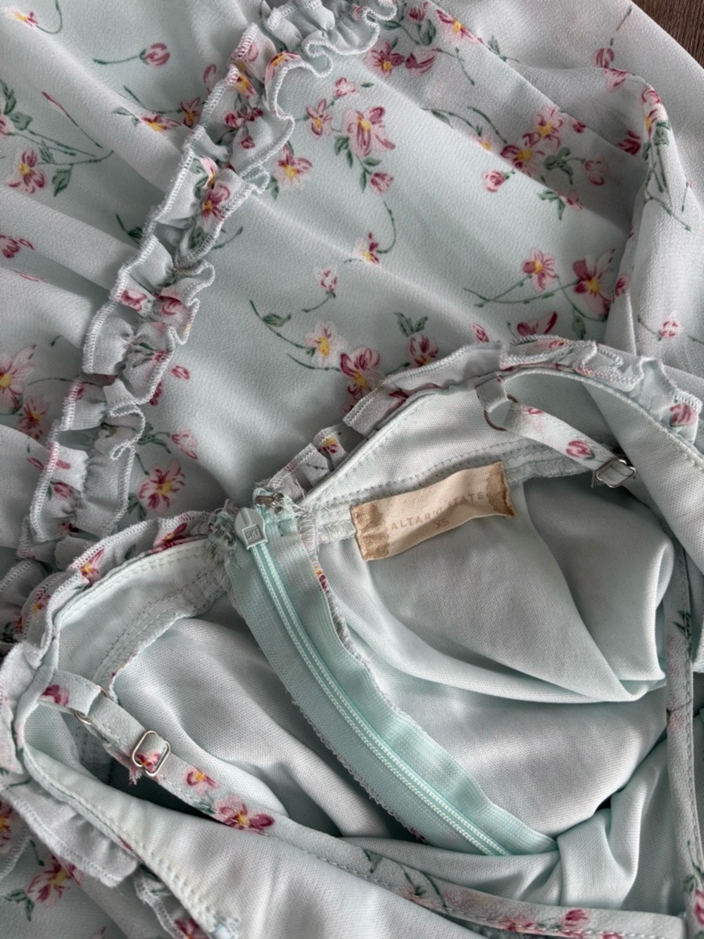 Altar'd State Light Blue Floral Tiered Maxi Dress - Perfect wedding guest dress - Picture 3 of 4